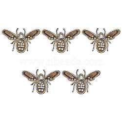 Computerized Embroidery Cloth Iron on/Sew on Patches, with Glass Rhinestone, Costume Accessories, Appliques, Bees, Tan, 49x77x1.8mm(PATC-WH0002-002)