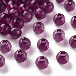 Transparent Acrylic Beads, Round, Purple, 6x5mm, Hole: 1.8mm, about 4400pcs/500g(MACR-S370-A6mm-743)