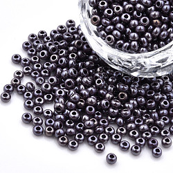8/0 Czech Opaque Glass Seed Beads, Lustered, Round, Sienna, 3x2mm, Hole: 1mm, about 500g/bag(SEED-N004-003A-10)
