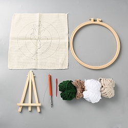 Linen and Wood, Iron, Cotton Embroidery Punch Needle Kits, for Making Garments Crafts, Alice Blue, 240x240x0.8mm(DIY-WH20049-18C)