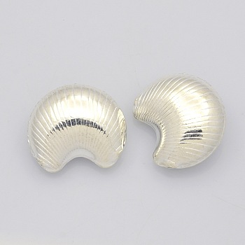 Brass Finding Beads, Moon, Silver Color Plated, 20x23x9mm, Hole: 1mm
