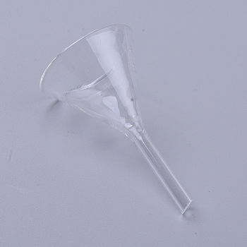 Transparent Glass Funnel Hopper, for Water Bottle Liquid Transfer, Clear, 70~16.7x41.2mm, Hole: 4mm