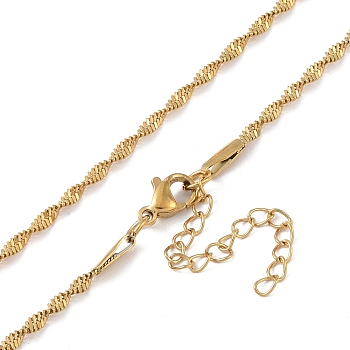 Ion Plating(IP) 201 Stainless Steel Chain Necklaces, Singapore Chains, Real 18K Gold Plated, 16.73 inch(425mm)