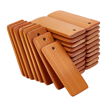 Elite 120Pcs Bamboo Pendants, Rectangle Charms, Dark Salmon, 44.5x19.5x3.5mm, Hole: 2.5mm