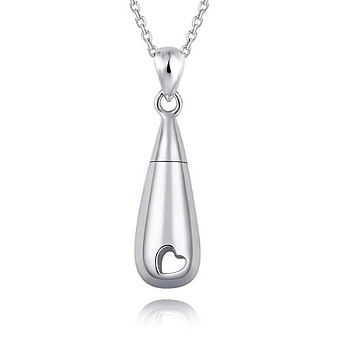 Titanium Steel Pendant Necklaces, Urn Ashes Necklaces, with Pin and Funnel, Stainless Steel Color, 21.65 inch(55cm)