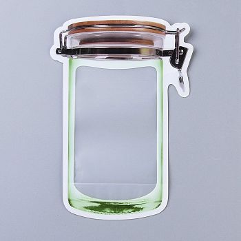 Reusable Mason Jar Shape Zipper Sealed Bags, Fresh Airtight Seal Food Storage Bags, for Nuts Candy Cookies, Green, 15.1x10.5cm