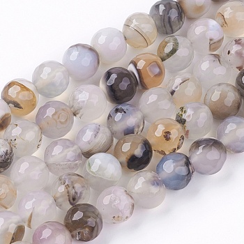 Colored Natural Multi-Color Agate Beads Strands, Dyed, Faceted Round, Gainsboro, 10mm, Hole: 1mm, about 38pcs/strand, 14.5 inch