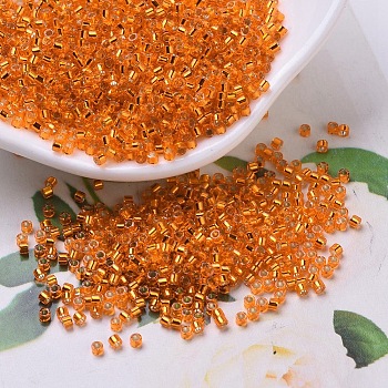MIYUKI Delica Beads, Cylinder, Japanese Seed Beads, 11/0, (DB0045) Silver-Lined Orange, 1.3x1.6mm, Hole: 0.8mm, about 20000pcs/bag, 100g/bag