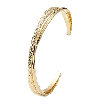 Criss Cross Brass Cuff Bangles, Long-Lasting Plated, Lead Free & Cadmium Free, Real 18K Gold Plated, Inner Diameter: 2-3/8 inch(6.15cm)