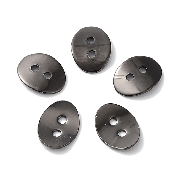 Brass Button Clasps, Gunmetal, about 10mm wide, 14mm long, 1mm thick, hole: 2mm