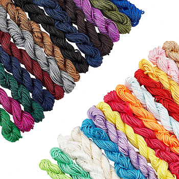 Elite 27 Bundles 27 Styles Ployester & Nylon Braided Cord Sets, Chinese Knotting Cord, Round, Mixed Color, 1.5mm, 1 bundle/style