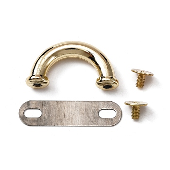 Zinc Alloy Bag Suspension Clasps, Metal Arch Bridge Hardware, with Screws & Spacer, Semi-Circle, Light Gold, 1.7x3.1x0.8cm