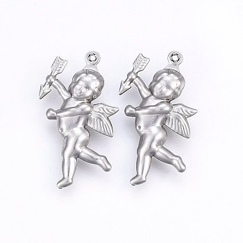304 Stainless Steel Pendants, Cupid/Cherub, Stainless Steel Color, 29x16x5mm, Hole: 1mm