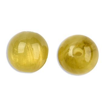 Resin Beads, Imitation Cat Eye, Round, Olive, 12mm, Hole: 1.6~1.8mm