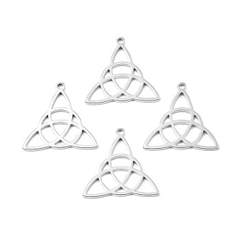 201 Stainless Steel Pendants, Trinity Knot, Stainless Steel Color, 25x26x1.5mm, Hole: 1.8mm