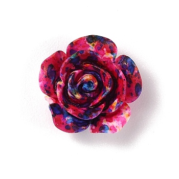 Opaque Resin Beads, Flower, Cerise, 15x15x7.5mm, Hole: 1.4mm