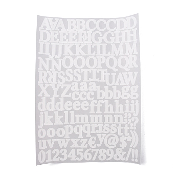 PVC Alphabet Number Stickers, Waterproof Self-Adhesive Decals, for DIY Mobile Phone Shell, Rectangle with Letter A~Z and Number 0~9, White, 290x211x0.1mm, Stickers: 4~30x4~27mm