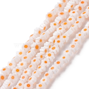 Orange Flower Millefiori Lampwork Beads