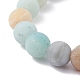 Natural Frosted Flower Amazonite Round Beaded Stretch Bracelet with Dragon Charm(BJEW-JB07596)-6