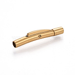 304 Stainless Steel Bayonet Clasps, Tube, Golden, 22.5x3mm, Hole: 2mm(STAS-E473-01B-G)