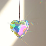 K9 Glass Heart Pendant Decoration, Window Hanging Decoration, Clear AB, 30mm(X-PW-WG44731-02)