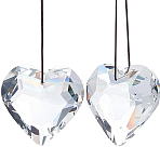 2Pcs Glass Heart Pendant Decorations, Wall Hanging Ornaments, Clear, 43.5x45x24mm(AJEW-BBC0002-30B)