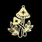 Autumn Theme PVD Vacuum Plating 201 Stainless Steel Pendants, Long-Lasting Plated, Laser Cut, Mushroom, Golden, 34x24x1mm, Hole: 1.5mm(STAS-T056-LA707-2)