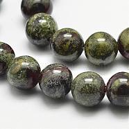 Natural Dragon Blood Beads Strands, Round, 10mm, Hole: 1.2mm, 38pcs/strand, 15.5 inch(G-N0224-01-10mm)