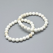 Natural Magnesite Bead Stretch Bracelets, Round, 2 inch~2-1/8 inch(5.2~5.5cm), Bead: 10mm(BJEW-K212-C-008)