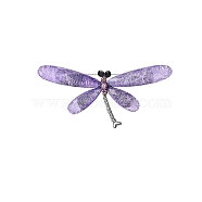 Alloy Rhinestone Brooch for Backpack Clothes, Dragonfly, Violet, 32x74mm(PW-WG9C42C-04)