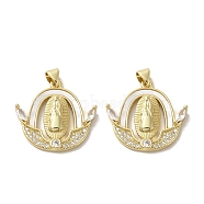 Brass Micro Pave Clear Cubic Zirconia Pendants, with Shell, Real 18K Gold Plated, Human, Boat, 23x24x4mm, Hole: 3.5x4mm(KK-I708-03F-G)