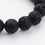 Natural Lava Rock Beads Strands, Dyed, Round, Black, about 12mm in diameter, hole: 1mm, about 34pcs/strand, 16 inch(G434-2)