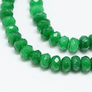 Natural White Jade Bead Strands, Dyed, Faceted, Rondelle, Dark Green, 4x3mm, Hole: 1mm, about 110~113pcs/strand, 13.78~14.17 inch(35~36cm)(G-R409-3x5-04)