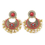 Resin Stud Earrings, with Zinc Alloy Finding and Sterling Silver Pin, Red, 67x48mm(EJEW-I288-01A)