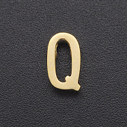 201 Stainless Steel Charms, for Simple Necklaces Making, Laser Cut, Letter, Golden, Letter.Q, 9x5x3mm, Hole: 1.8mm(STAS-R109-JA433-Q-2)