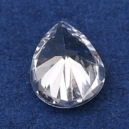 Teardrop-Shaped Cubic Zirconia Cabochons, Faceted & Point Back, Clear, 5x4x2.5mm(ZIRC-TAC0004-02D)