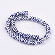Handmade Blue and White Porcelain Beads, Column, Medium Blue, 16~17x10.5~11mm, Hole: 1.5~2mm(PORC-G002-03)