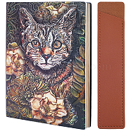 1 Book A5 3D Embossed PU Leather Notebook, with Paper Inside, for School Office Supplies, 1Pc PU Leather Single Pen Holder Case, Cat Shape, Notebook: 213x145x17.5~21mm, Pen Case: 167x35x2.5mm(AJEW-CP0005-98A)