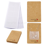 100Pcs Ractangle Kraft Paper Necklace Earring Display Cards, with 100Pcs Plastic Necklace Chain Adhesive Pouch for Necklace Display Cards, Loose Chain Jewelry Supplies, BurlyWood, Adhesive Pouch: 43x37x0.4mm, Card: 222x85.5x0.6mm, Display Cards: 90x60x0.5mm(AJEW-TA0001-26A)