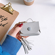 Imitation Leather Wireless Earbud Carrying Case, Earphone Storage Pouch, with Keychain & Tassel, with Hole, Handbag Shape, Gray, 128mm(PAAG-PW0010-010D)