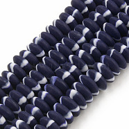 Handmade Polymer Clay Beads Strands, Flat Round, Dark Slate Blue, 8.5~9x3.5mm, Hole: 1.6mm, about 112pcs/strand, 15.75 inch~16.14 inch(40~41cm)(CLAY-N008-064-B01)