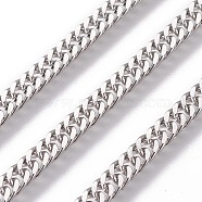 304 Stainless Steel Curb Chains, with Spool, Unwelded, Stainless Steel Color, 3.8x1.5mm, Link: 5.5x3.8x0.6mm, about 32.8 Feet(10m)/roll(CHS-E018-12P)