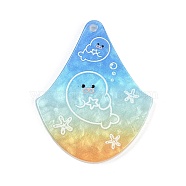 Marine Organism Series Fan Shape Acrylic Pendants, Sea Dog, 37.5x30x2mm, Hole: 1.8mm(OACR-Q101-03B)