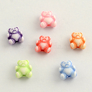 Craft Style Acrylic Beads, Bear, Mixed Color, 9x8x4mm, Hole: 2mm, about 2500pcs/500g(MACR-Q153-M021)