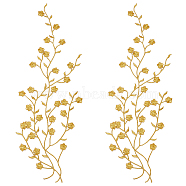 Cotton Embroidery Ornament Accessories, Appliques, Flower, Gold, 450~470x1mm(AJEW-WH0504-32C)