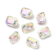 K5 Glass Rhinestone Cabochons, Pointed Back & Back Plated, Faceted, Rectangle, Colorful, 6x8x5mm(RGLA-A025-05A-001PH)
