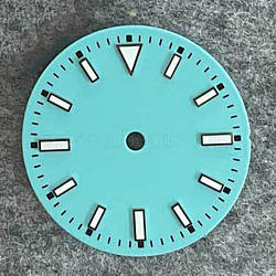 Luminous Glow in the Dark Brass Clock Face Dial, Flat Round, Turquoise, 29mm(CLOC-PW0001-01D)