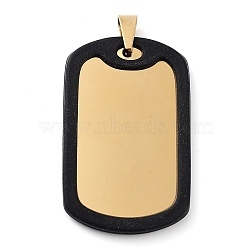 304 Stainless Steel Big Pendants, Rectangle Charms, Golden & Black, 48x29.5x3.6mm, Hole: 5x6.5mm(STAS-R225-07B-G)