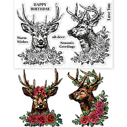 Custom PVC Plastic Clear Stamps, for DIY Scrapbooking, Photo Album Decorative, Cards Making, Deer Pattern, 160x110x3mm(DIY-WH0448-0060)