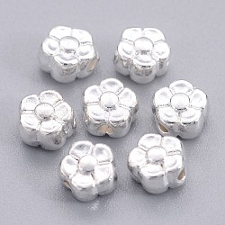 Tibetan Style Alloy Beads, Lead Free & Cadmium Free & Nickel Free, Silver Color, Flower, 5x5x3mm, Hole: 1mm(X-TIBEB-LF0071Y-S-FF)
